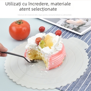 Covoraș alb pentru tort din ABS plastic, gros, circular de 10 inci, lavabil și reutilizabil.