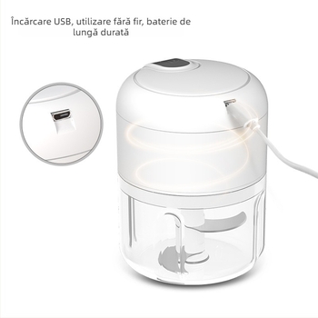 Presă electrică pentru usturoi cu amestecare automată, curățător/zdrobitor de usturoi portabil, mașină de bucătărie pentru usturoi, procesor multifuncțional pentru usturoi
