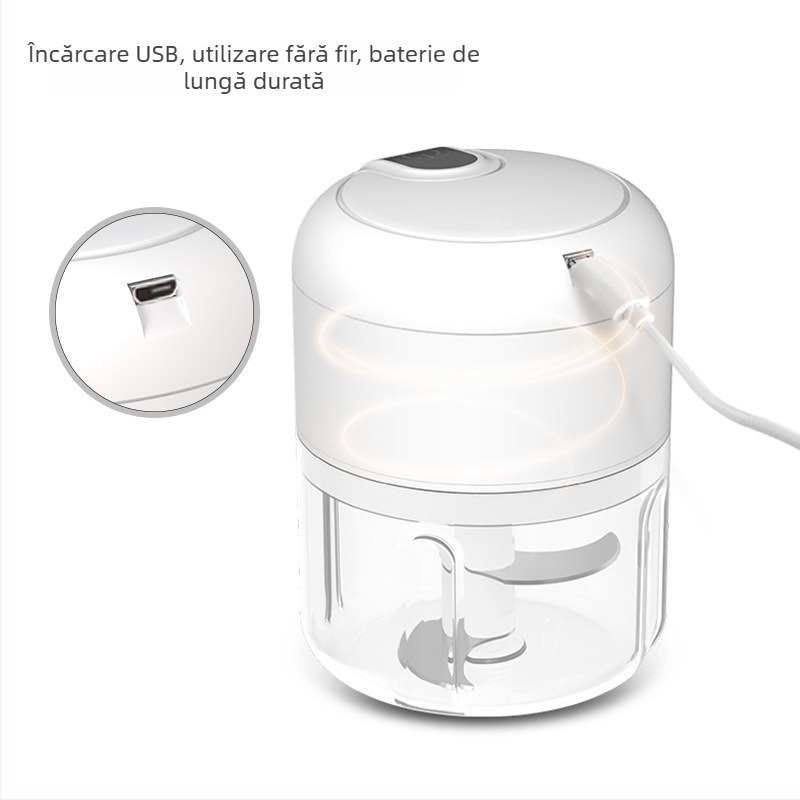 Presă electrică pentru usturoi cu amestecare automată, curățător/zdrobitor de usturoi portabil, mașină de bucătărie pentru usturoi, procesor multifuncțional pentru usturoi