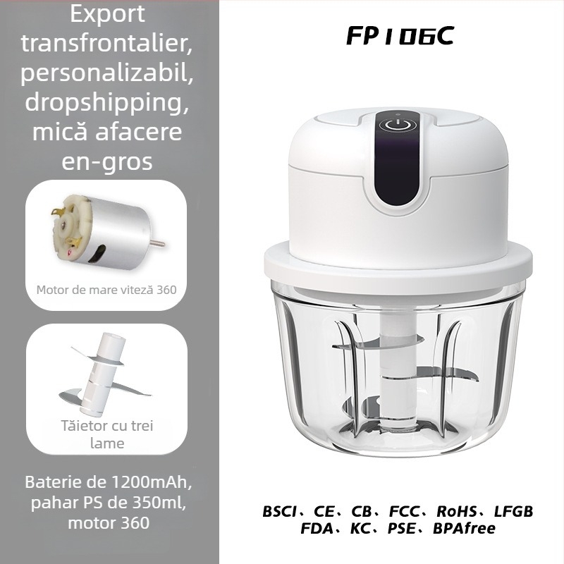 Presă electrică pentru usturoi cu amestecare automată, curățător/zdrobitor de usturoi portabil, mașină de bucătărie pentru usturoi, procesor multifuncțional pentru usturoi