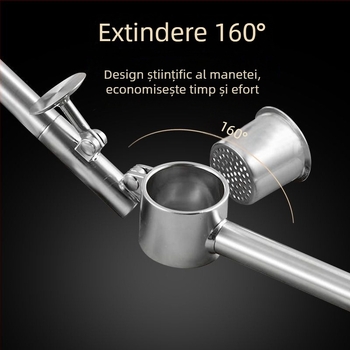 Presa de usturoi din oțel inoxidabil 304, mâner extins, instrument pentru pastă de usturoi, uz casnic