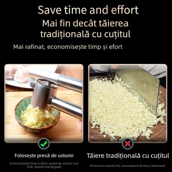 Presa de usturoi din oțel inoxidabil 304, mâner extins, instrument pentru pastă de usturoi, uz casnic