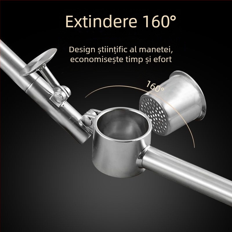 Presa de usturoi din oțel inoxidabil 304, mâner extins, instrument pentru pastă de usturoi, uz casnic