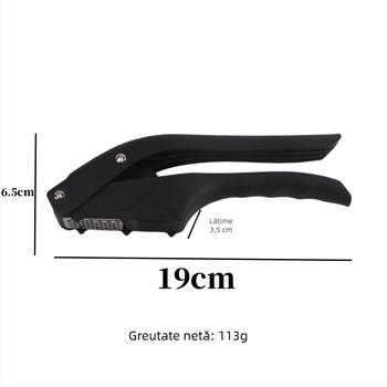 Presă de usturoi multifuncțională pentru bucătărie, cu curățător și tăietor de usturoi, funcție dublă, oțel inoxidabil, 19 × 6,5 × 3,5 cm