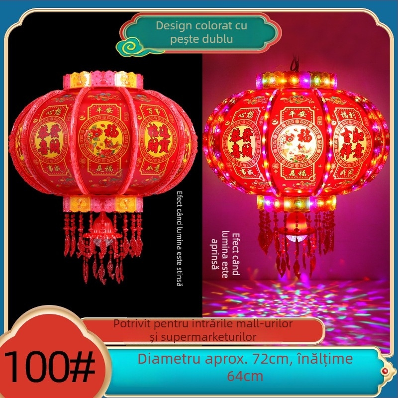 Lampion LED multicolor, rotativ pentru balcon, cu simbolul Fu, lampion roșu de ușă pentru nunți și mutări, decor pentru Anul Nou Chinezesc
