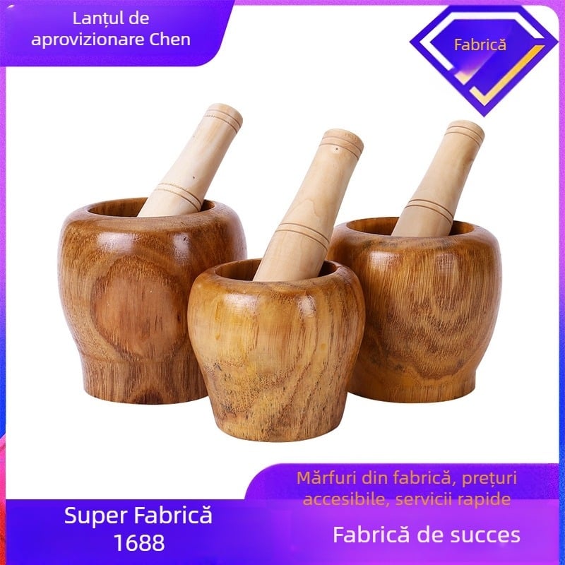 Mojar din lemn pentru usturoi, zdrobitor de usturoi din lemn pentru pastă de usturoi, uz casnic