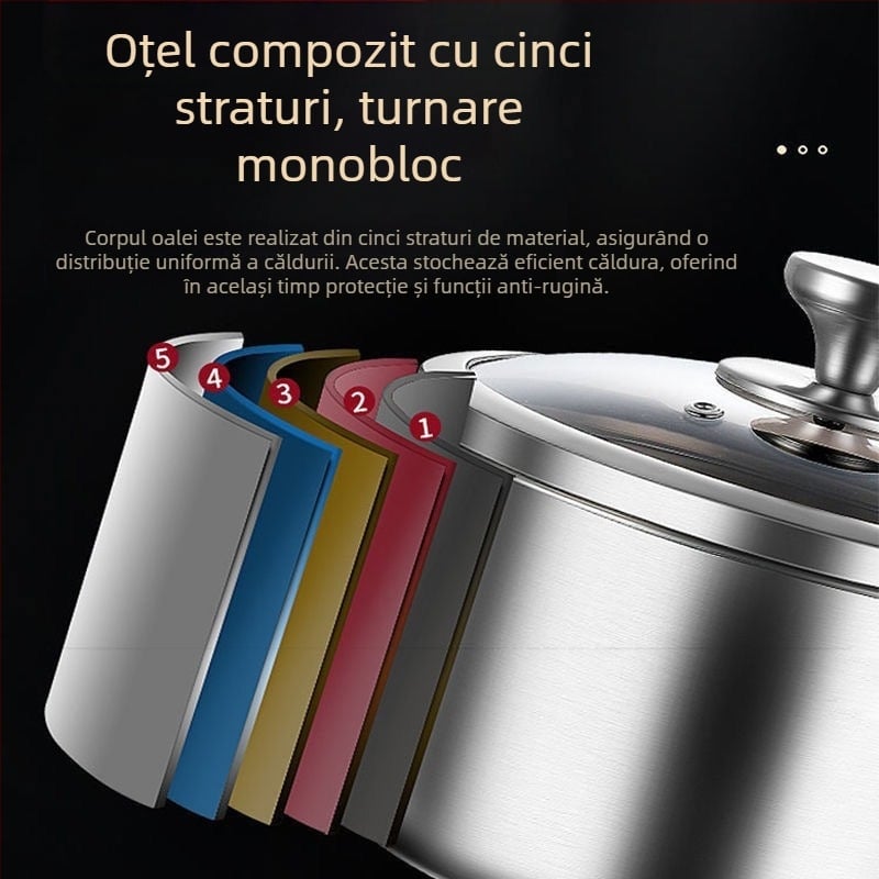 Oală din oțel inoxidabil cu pereți groși, pentru lapte, destinată bebelușilor, vas multifuncțional pentru aburire și fierbere, compact pentru uz casnic