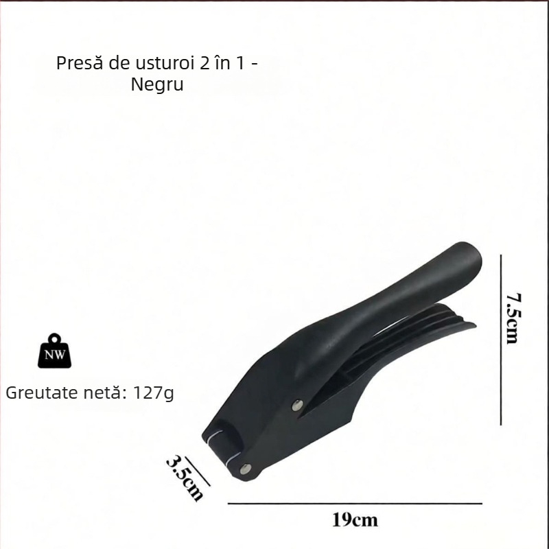 Presă de usturoi manuală, 2 în 1, din oțel inoxidabil, măcinător și tăietor de usturoi, pentru uz casnic.