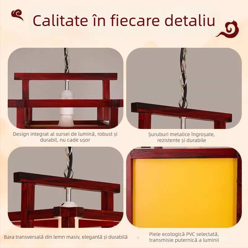 Felinar din lemn în stil chinezesc, imitatie antic, lampă retro de palat pentru coridoare și hoteluri, corp de iluminat din lemn, realizat manual