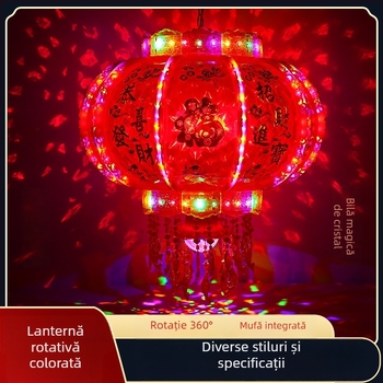 Fenar LED multicolor rotativ pentru balcon, decor cu simbol norocos din cristal, pentru noua locuință și Anul Nou Chinezesc