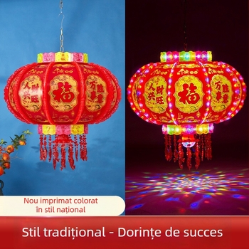 Fenar LED multicolor rotativ pentru balcon, decor cu simbol norocos din cristal, pentru noua locuință și Anul Nou Chinezesc