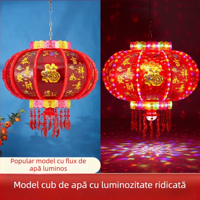 Fenar LED multicolor rotativ pentru balcon, decor cu simbol norocos din cristal, pentru noua locuință și Anul Nou Chinezesc