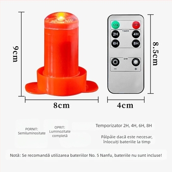 Felinar LED roșu, alimentat cu baterii, impermeabil, senzor de lumină și telecomandă