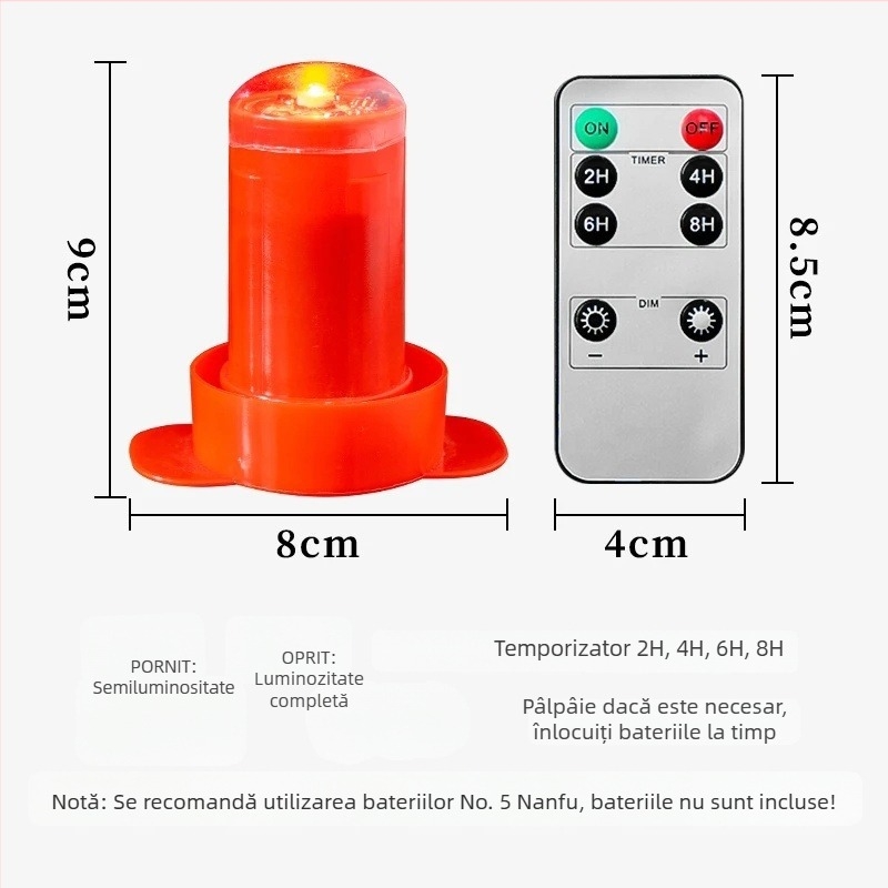 Felinar LED roșu, alimentat cu baterii, impermeabil, senzor de lumină și telecomandă