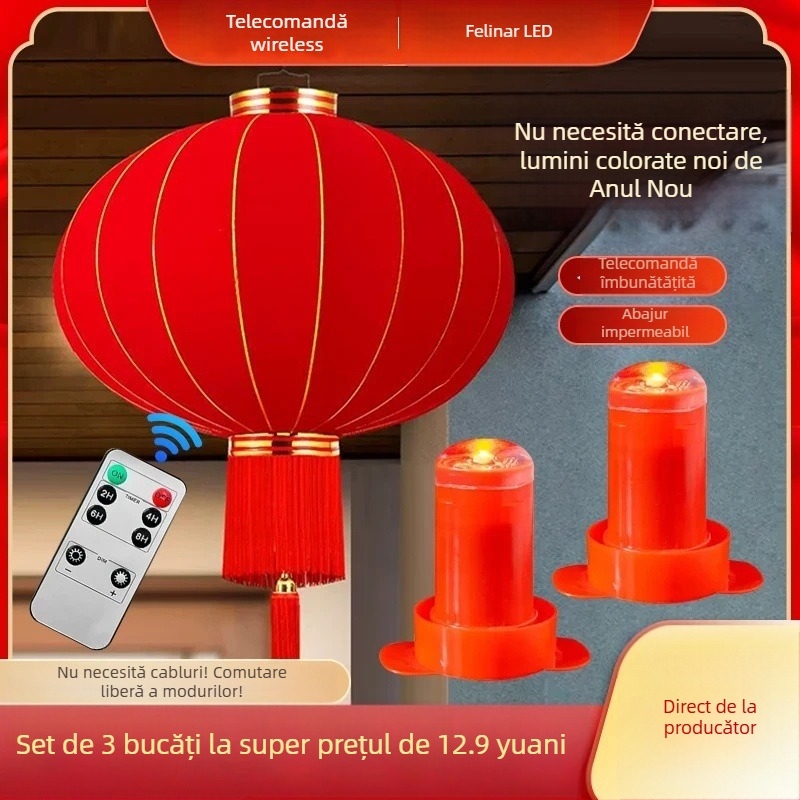 Felinar LED roșu, alimentat cu baterii, impermeabil, senzor de lumină și telecomandă
