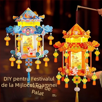 Lanternă DIY pentru Festivalul Lunii de Toamnă, iepure în stil antic, mică lanternă de palat pentru copii, model nou 2025