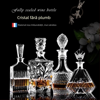 Decantor din sticlă cristal cu capac pentru vin și whisky