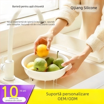 Barieră din silicon pentru chiuvetă, margine înălțată pentru protecție împotriva stropilor, placă de retenție a apei, separator pentru chiuvetă, ușor de curățat