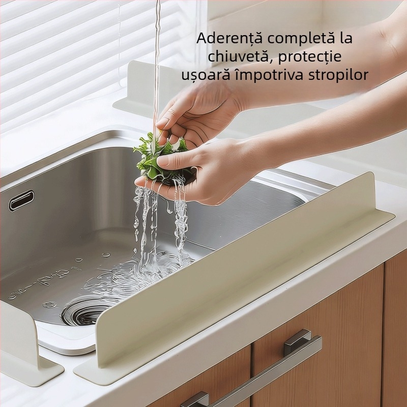 Barieră din silicon pentru chiuvetă, margine înălțată pentru protecție împotriva stropilor, placă de retenție a apei, separator pentru chiuvetă, ușor de curățat