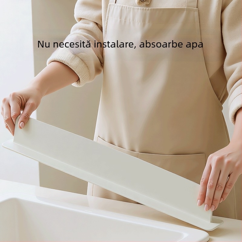 Barieră din silicon pentru chiuvetă, margine înălțată pentru protecție împotriva stropilor, placă de retenție a apei, separator pentru chiuvetă, ușor de curățat