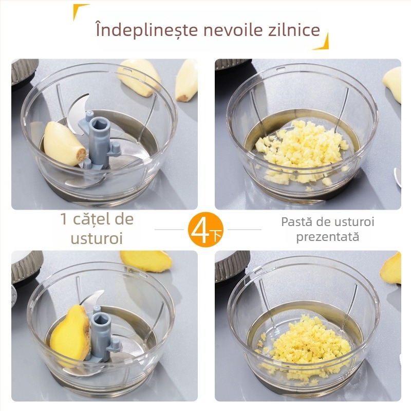 Presă de usturoi mini pentru uz casnic, mașină manuală de tocat usturoi, tocat mic de usturoi și ghimbir