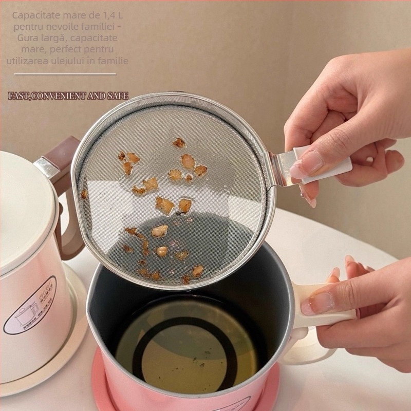 Separator de ulei în stil japonez – vas de filtrare multifuncțional pentru ulei, lapte de soia și suc, capacitate mare, oțel inoxidabil 304, filtru profund