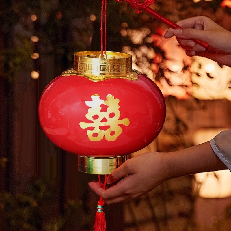 Lanternă mică de mână, stil chinezesc, pentru Festivalul Primăverii, lanternă cu proiecție iluminată pentru Noul An și atmosfera de nuntă