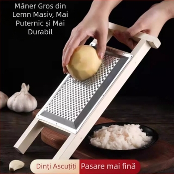 Măcinător pentru cartofi din lemn masiv și oțel inoxidabil, zdrobitor de ghimbir, placă pentru piure de fructe și cartofi dulci