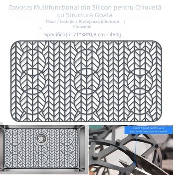 Covoraș de chiuvetă din silicon, model perforat, antiderapant, drenaj de apă, izolație termică, protecție pentru blat, rezistent la zgârieturi și la uzură