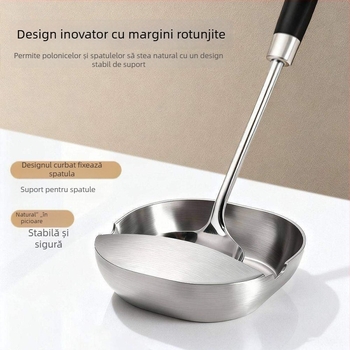 Raft din oțel inoxidabil pentru linguri, suport pentru capace și spatule, rezistent la temperaturi înalte, pentru blat de bucătărie.