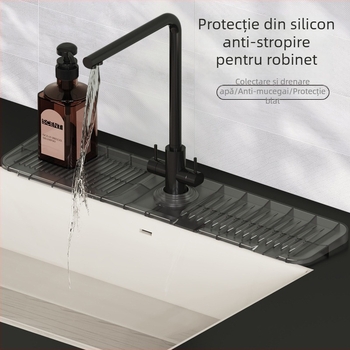 Covoraș transparent din silicon pentru chiuvetă, covoraș de drenaj anti-stropire, personalizabil, rezistent la mucegai