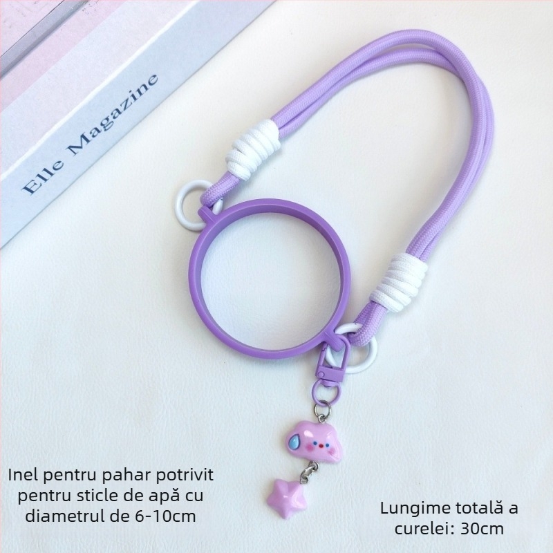 Accesorii din silicon pentru Haggen: șnur de prindere, capac pentru pai, husă de pahar cu șnur, capac pentru termos – universal