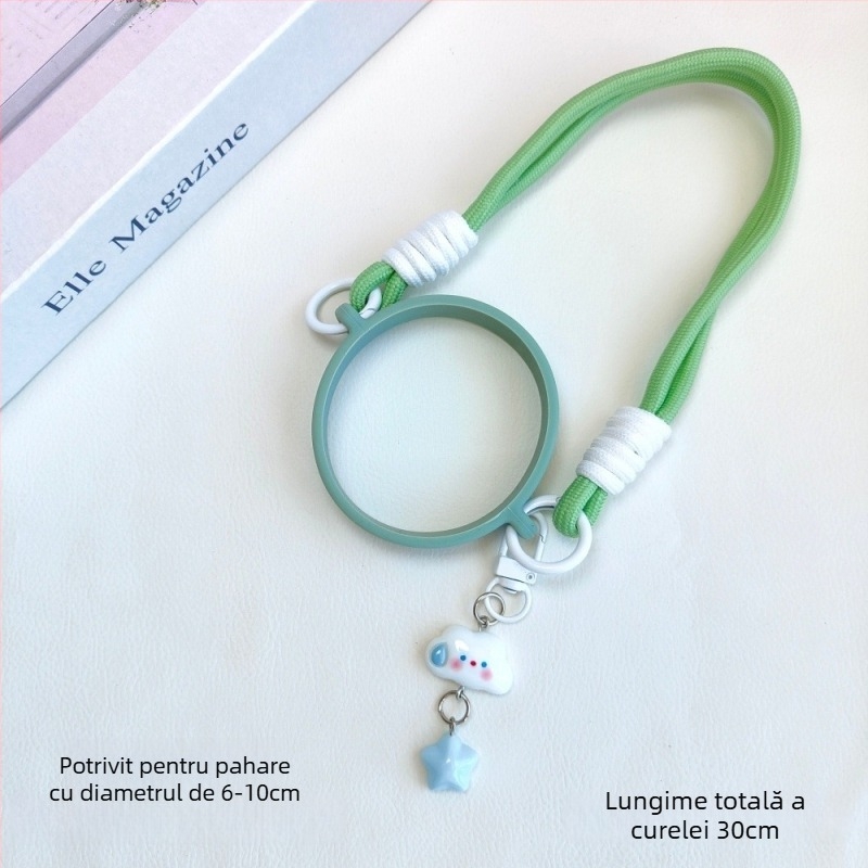 Accesorii din silicon pentru Haggen: șnur de prindere, capac pentru pai, husă de pahar cu șnur, capac pentru termos – universal