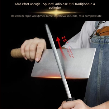 Baston de ascuțit din diamant cu mâner luxos, pentru cuțite de bucătărie domestice și de măcelărie - manual