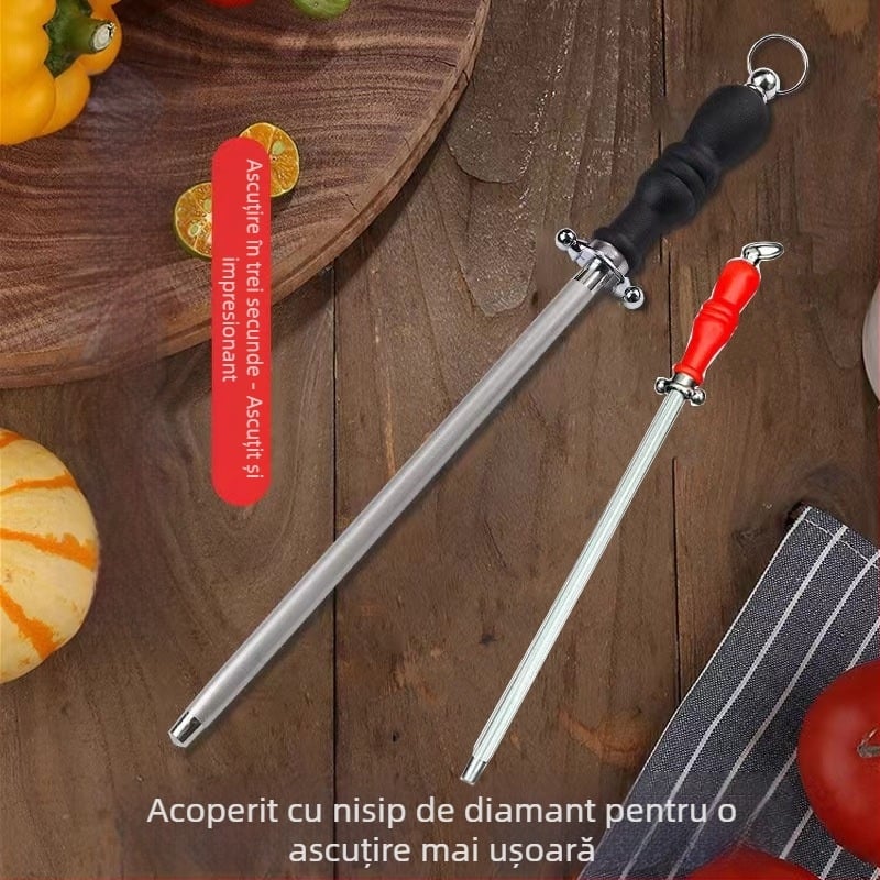 Baston de ascuțit din diamant cu mâner luxos, pentru cuțite de bucătărie domestice și de măcelărie - manual