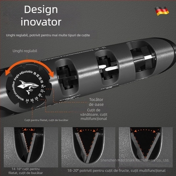 Crazy Shark ascuțitor de cuțite – instrument de ascuțire rapid pentru uz casnic, multifuncțional pentru foarfece și cuțite de bucătărie, unghi fix