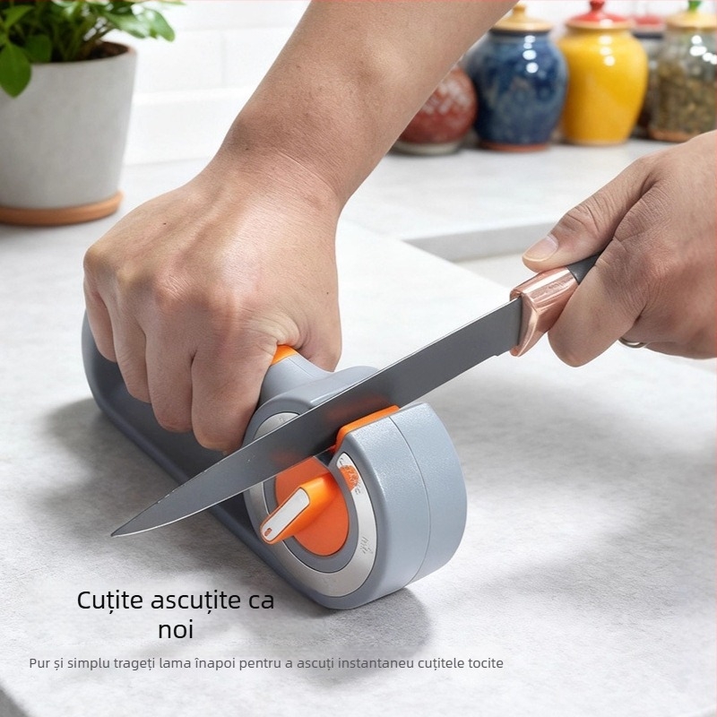Aparat de ascuțit cu diamant, 6 în 1, pentru bucătărie și uz casnic, manual, ascuțire rapidă, multifuncțional pentru cuțite și foarfece