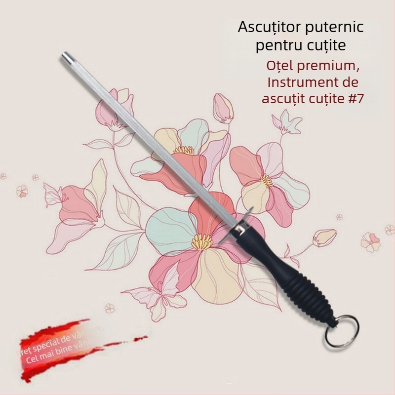 Rod de ascuțit din oțel inoxidabil pentru cuțite de bucătărie, robust și eficient