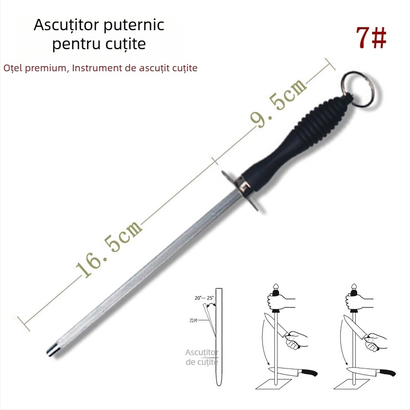 Rod de ascuțit din oțel inoxidabil pentru cuțite de bucătărie, robust și eficient
