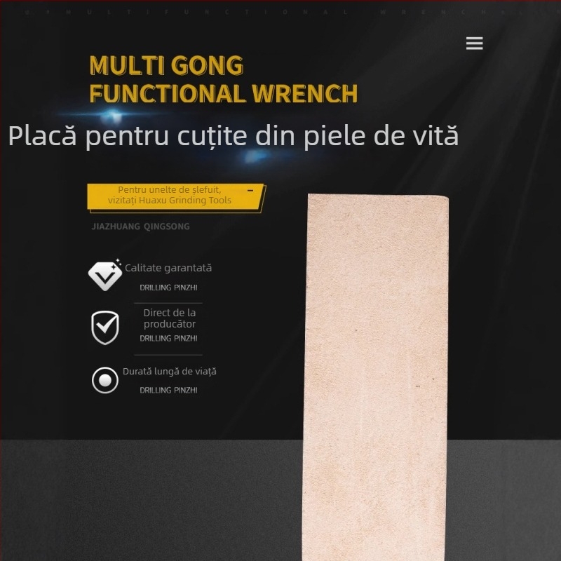Placă dublu-fațată pentru ascuțit din piele, finisaj fin, lucrată manual, placă de șlefuire îngroșată, stil japonez