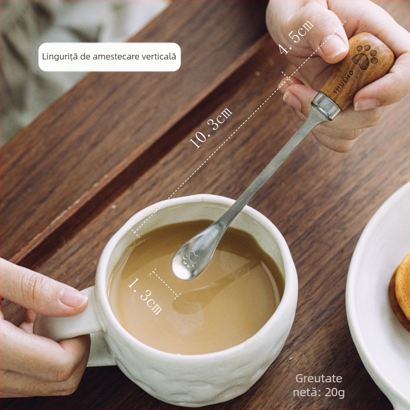 Lingură de cafea în formă de copac, cu mâner lung, linguriță din oțel inoxidabil pentru miere, gem și deserturi