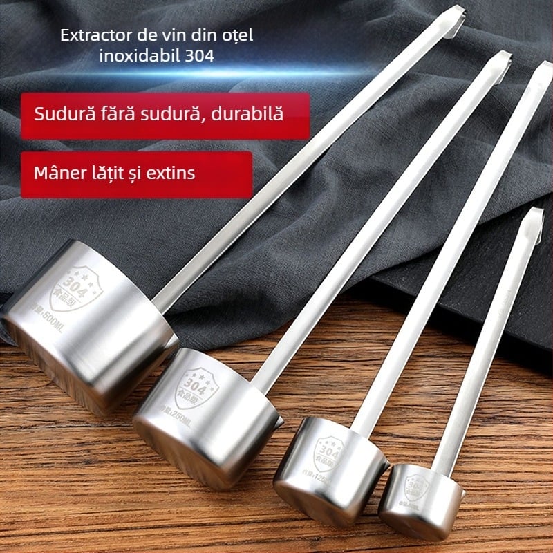 Distribuitor de vin din oțel inoxidabil 304 cu pâlnie, lingură cu mâner lung și lingură pentru ulei – accesorii pentru vin de uz casnic