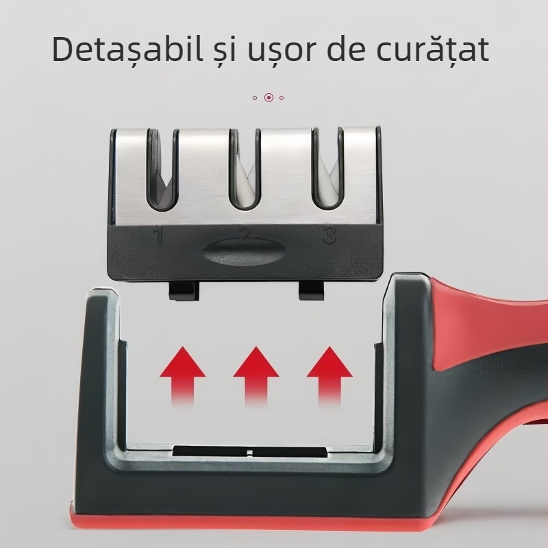 Nou ascuțitor de cuțite pentru uz casnic, ascuțitor rapid, piatră de ascuțit în trei etape pentru bucătărie, instrument portabil de ascuire
