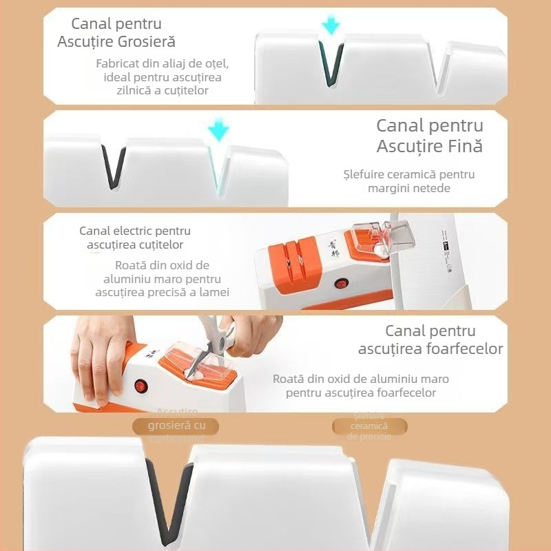 Aparat electric pentru ascuțirea cuțitelor, uz casnic – automat, cu disc de ascuțire rapid pentru bucătărie