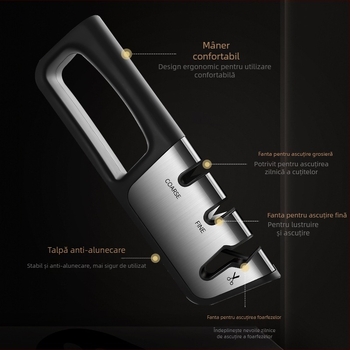 Ascuțitor manual trei în unu pentru cuțite de bucătărie și foarfece, instrument de ascuțire din oțel wolfram