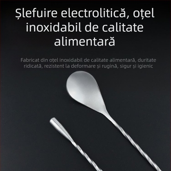 Lingură de bar din oțel inoxidabil 304, mâner lung, formă de picătură de apă, pentru cafea, băuturi, pudră de lapte și ceai cu lapte