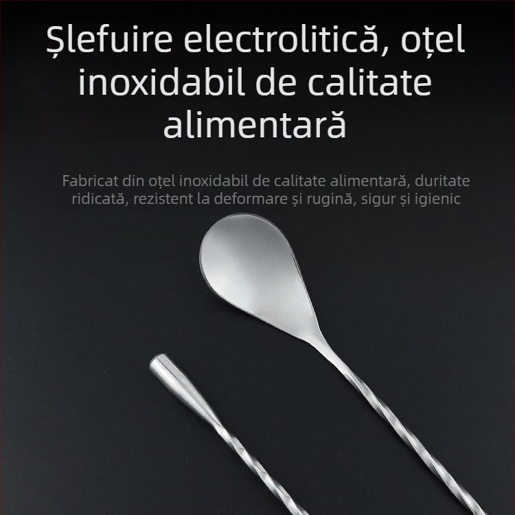 Lingură de bar din oțel inoxidabil 304, mâner lung, formă de picătură de apă, pentru cafea, băuturi, pudră de lapte și ceai cu lapte