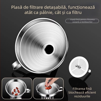 Pâlnie din oțel inoxidabil, de calitate alimentară, pentru uz casnic, cu filtru, diametru mic, îngroșată, pentru turnarea uleiului, vinului și băuturilor spirtoase