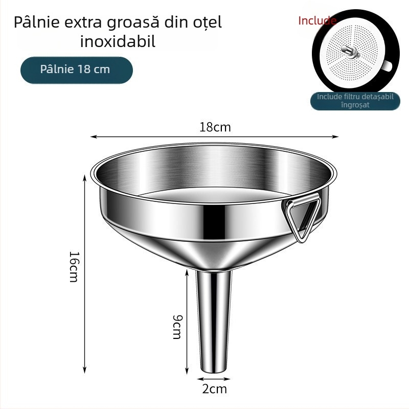 Pâlnie din oțel inoxidabil, de calitate alimentară, pentru uz casnic, cu filtru, diametru mic, îngroșată, pentru turnarea uleiului, vinului și băuturilor spirtoase