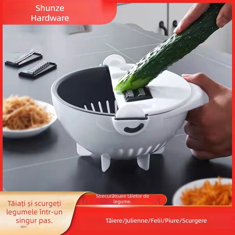 Shunze Râzător multifuncțional pentru legume și fructe, cu coș de scurgere